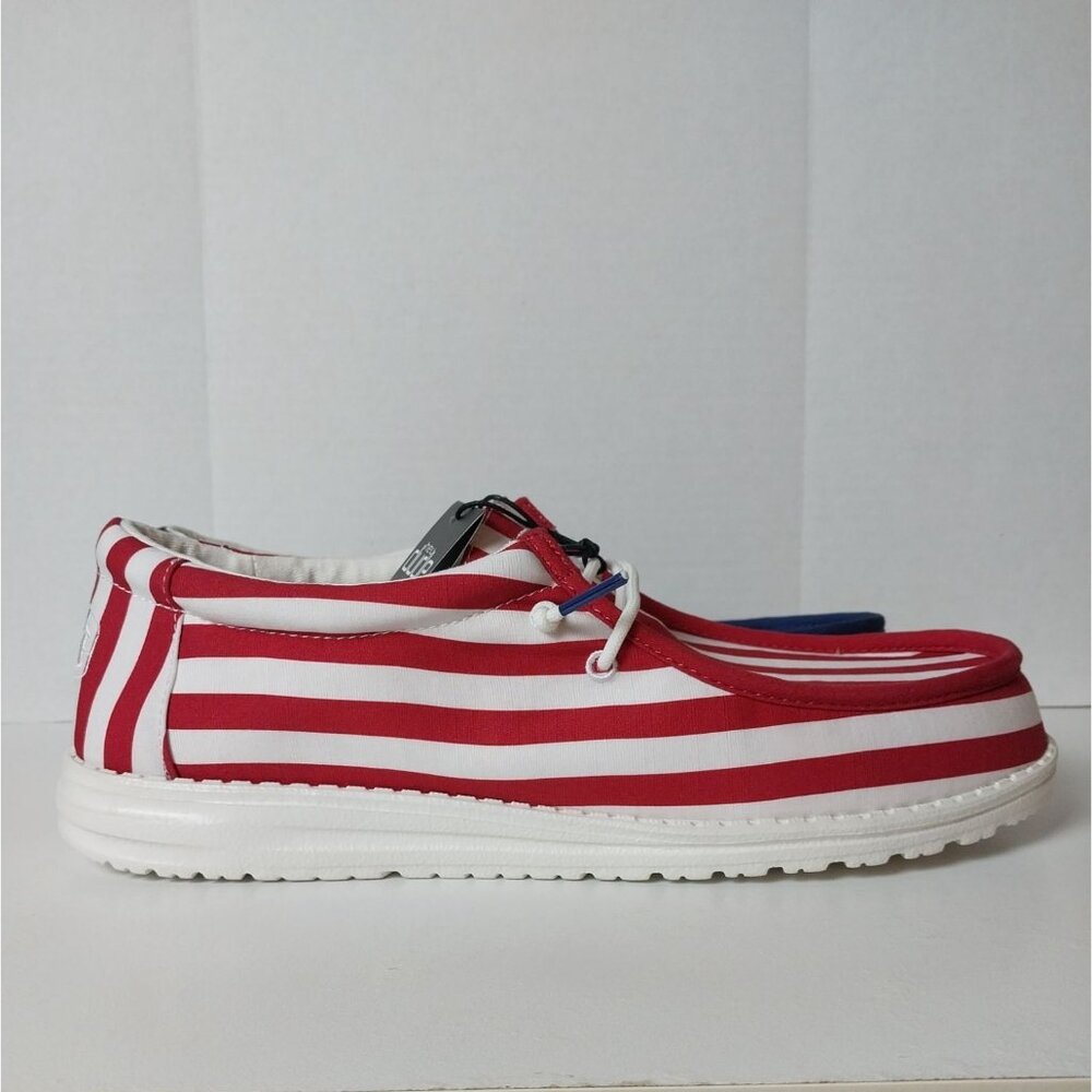 NWT Hey Dude Wally Patriotic American Flag Red Blue Men's Sz 11 - Picture 4 of 11